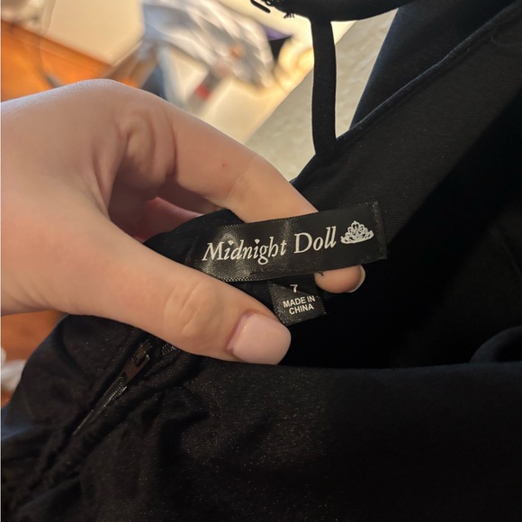 Chic Black Ruffled Mini Dress - Picture 3 of 3